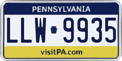 PA license plate LLW9935