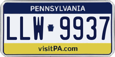 PA license plate LLW9937