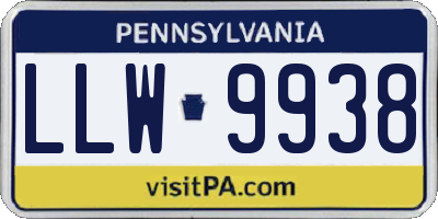PA license plate LLW9938