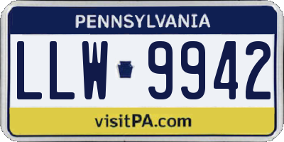 PA license plate LLW9942