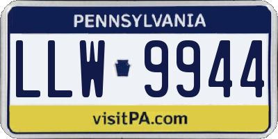 PA license plate LLW9944