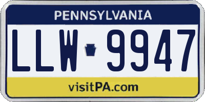 PA license plate LLW9947