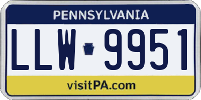 PA license plate LLW9951