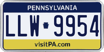 PA license plate LLW9954