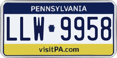PA license plate LLW9958