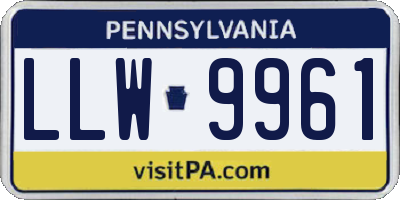 PA license plate LLW9961