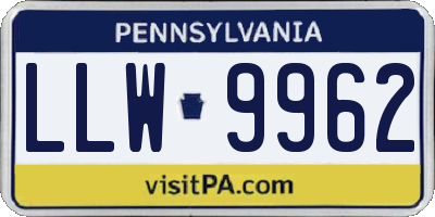 PA license plate LLW9962