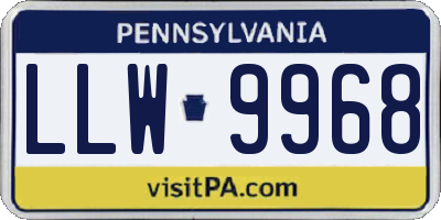 PA license plate LLW9968