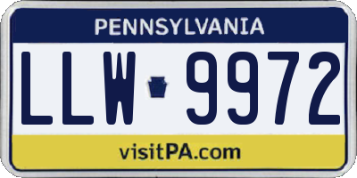 PA license plate LLW9972