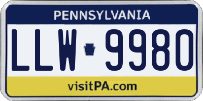 PA license plate LLW9980