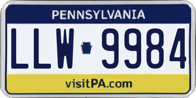 PA license plate LLW9984