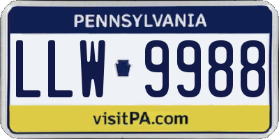PA license plate LLW9988