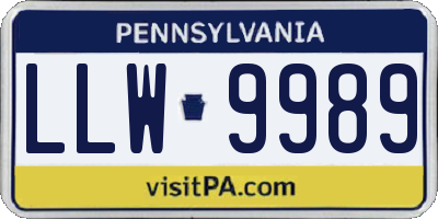 PA license plate LLW9989