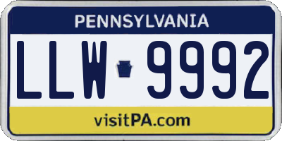 PA license plate LLW9992