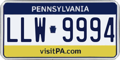 PA license plate LLW9994