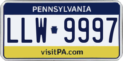 PA license plate LLW9997