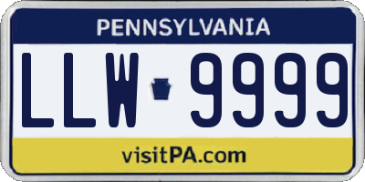 PA license plate LLW9999