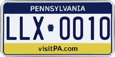 PA license plate LLX0010