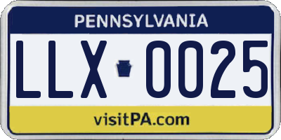 PA license plate LLX0025