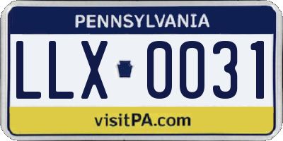 PA license plate LLX0031