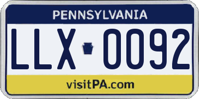PA license plate LLX0092