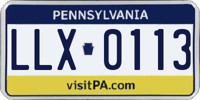 PA license plate LLX0113