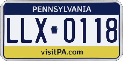 PA license plate LLX0118
