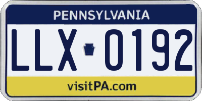PA license plate LLX0192