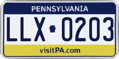 PA license plate LLX0203