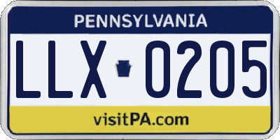 PA license plate LLX0205