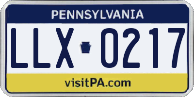 PA license plate LLX0217