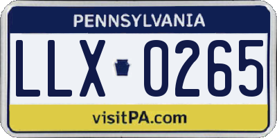 PA license plate LLX0265