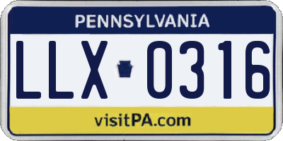 PA license plate LLX0316