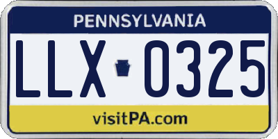 PA license plate LLX0325