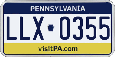 PA license plate LLX0355