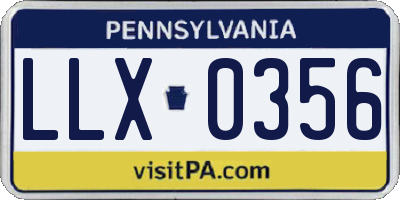 PA license plate LLX0356