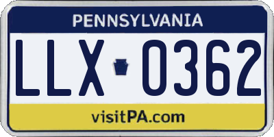 PA license plate LLX0362