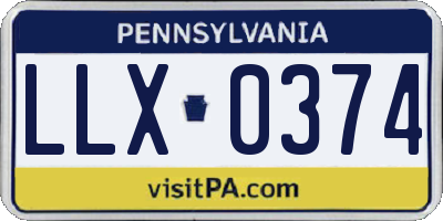 PA license plate LLX0374