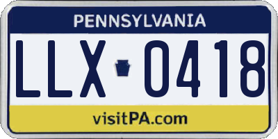 PA license plate LLX0418