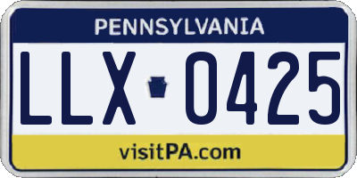 PA license plate LLX0425