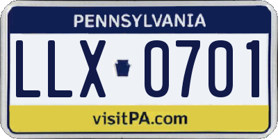 PA license plate LLX0701