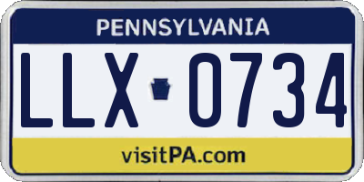 PA license plate LLX0734