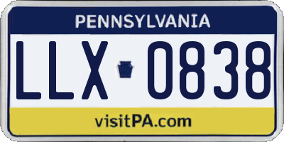 PA license plate LLX0838