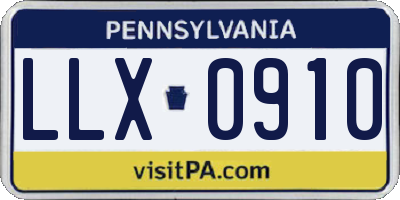 PA license plate LLX0910