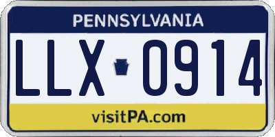 PA license plate LLX0914