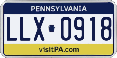 PA license plate LLX0918