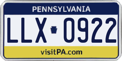 PA license plate LLX0922