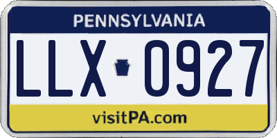 PA license plate LLX0927