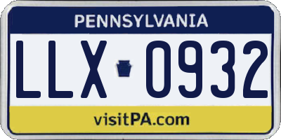 PA license plate LLX0932
