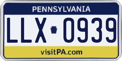 PA license plate LLX0939